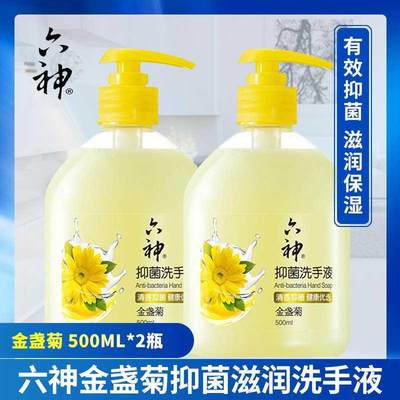 六神抑菌洗手液500ml*2瓶 金盏菊清爽滋润清洁家用易冲洗