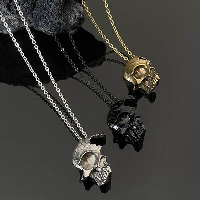 half face skull male necklace men's retro Skeleton jewel