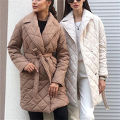 coat 欧美中长棉衣棉服外套女 women winter jacket warm parkas