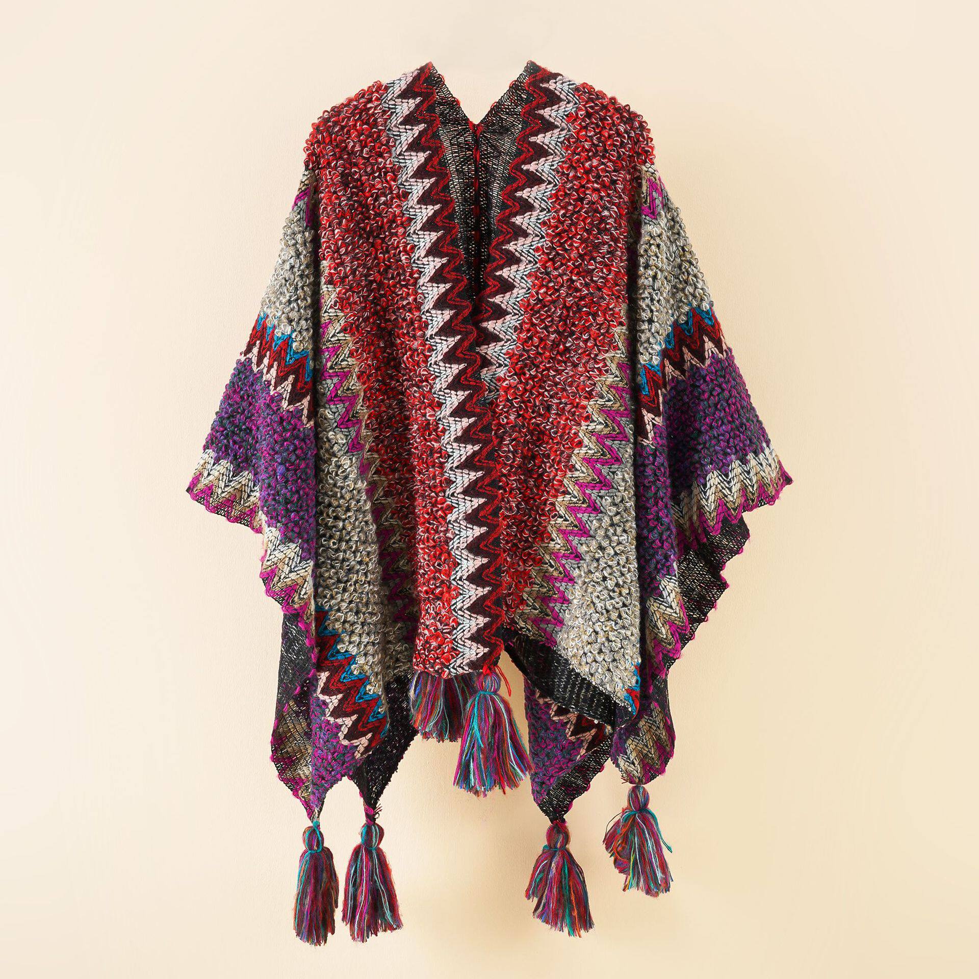 weaving fashion national women color matching tassel mixed