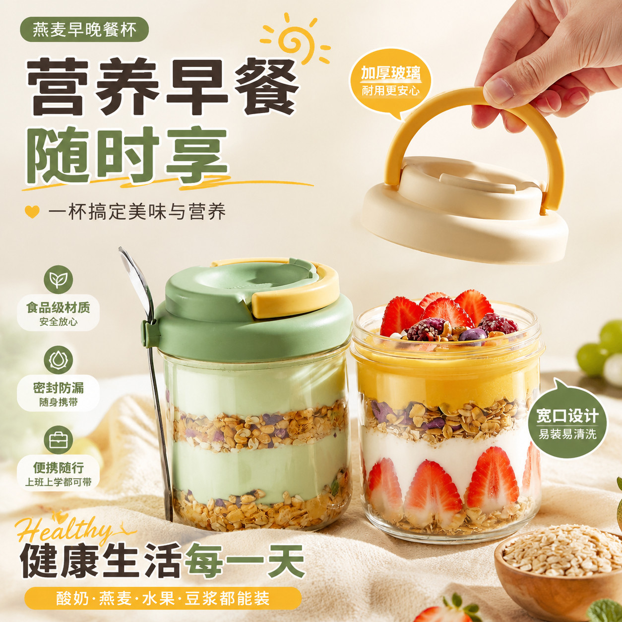 【通勤好物】便携密封燕麦杯图片
