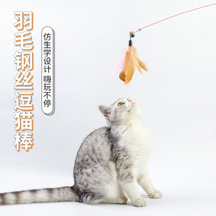 逗猫棒钢丝羽毛替换头耐咬宠物猫咪玩具用品锚杆