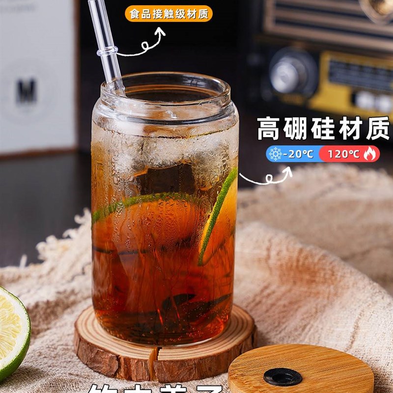 柠檬水专用杯珍珠奶茶摇摇杯玻璃夏天透明随手杯可重复使用奶茶杯图片