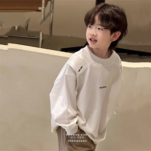 波拉bora韩国童装帅气时t尚儿童秋装长袖T恤2024新款洋气男童卫衣