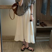 孕妇半身裙中长款 白色雪纺长裙女托腹打底裙夏 时尚 春秋季 2025新款