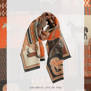 毛毯式大披肩围巾羊衣配搭呢的不掉女冬季2022新款百高级感线暖和