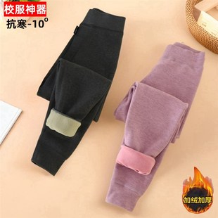 秋冬季儿童加厚保暖裤男童女童一体加绒裤L打底裤内穿抗寒校服神