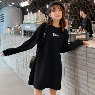 套装 上衣女宽松秋装 时尚 款 卫衣网W红连衣裙两 孕妇装 中长款 春秋款