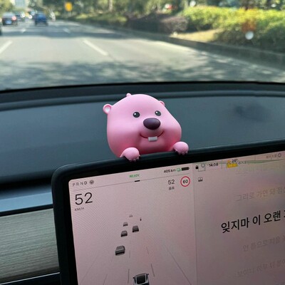 loopy汽车装饰品露比车载摆件中控台屏幕可爱海狸治愈新车礼物女