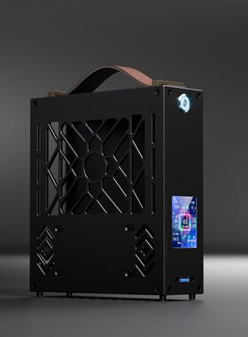 黑色M1铝合金mini迷你电脑机箱台式机小主电源套装diy办公外壳itx