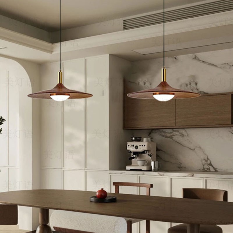 可升降可移位轨道风扇灯餐厅吊灯中古风J复古原木风南洋风餐厅吊