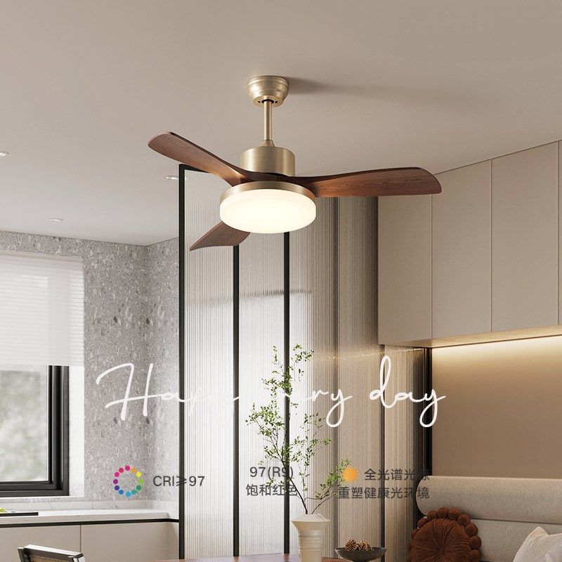 中古风扇灯客厅卧室餐厅新中式胡桃木色abs扇叶静音智能吊扇灯,家装灯饰光源,风扇灯,淘宝优惠券,粉丝福利购,淘宝优惠卷