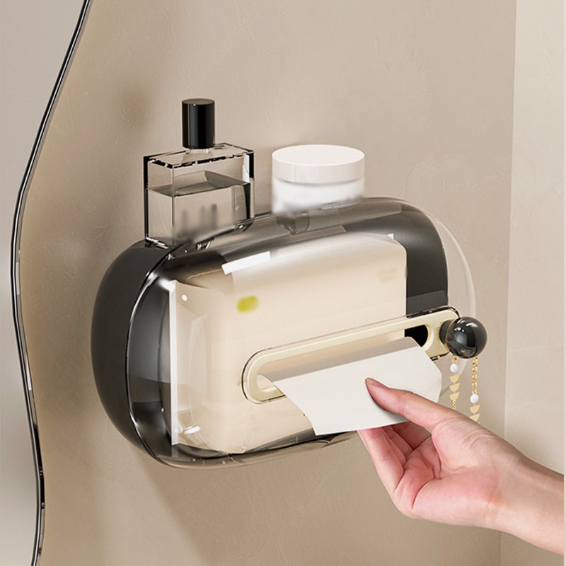 MOLA.Bolaa.奶p油风壁挂纸巾洗脸巾收纳盒卫生间免打孔抽纸盒博