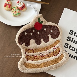 可爱蛋糕擦手巾挂式吸水方巾卫生间洗手毛巾不发臭搽手帕厨房抹布