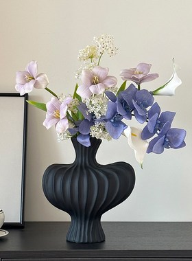 花瓶摆件客厅插花陶瓷复古仿真花网红法式高级感鲜花水养餐桌装饰