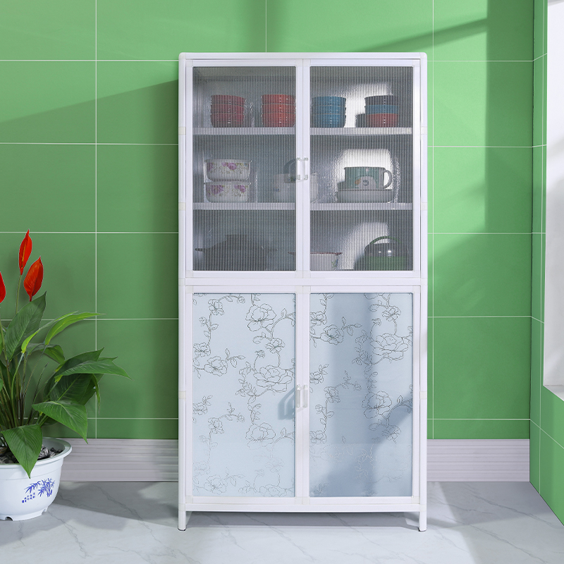 橱柜不锈钢3e04纱网透气铝合金置物柜简易厨柜多层收纳碗柜储物柜