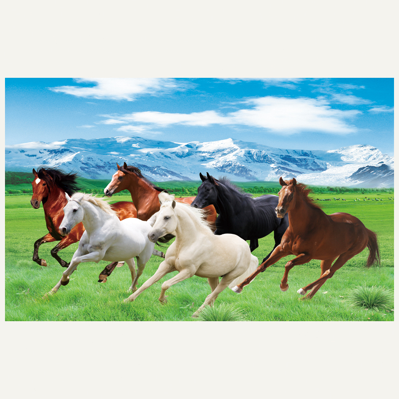 万马奔腾新款画j现代中式画无框画芯壁画定制客厅办公室装饰八骏