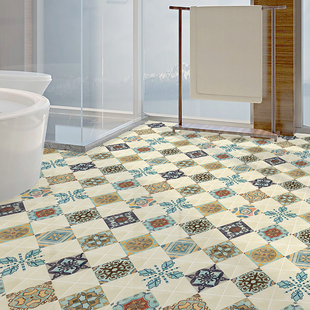 厨房地面防水防滑耐磨地贴花砖贴纸装饰复古自粘墙贴阳台地砖翻新