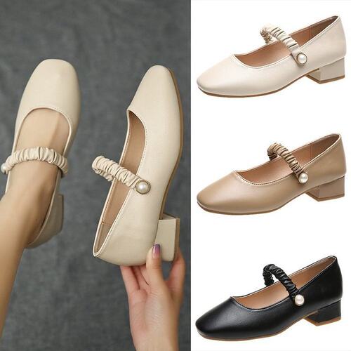 shoeswomen粗跟玛丽珍鞋