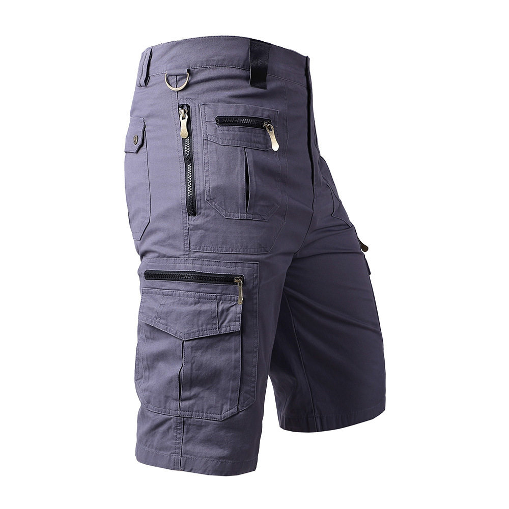 men clothes跨境七分裤男士宽松直筒夏季大码潮流休闲中裤多袋纯