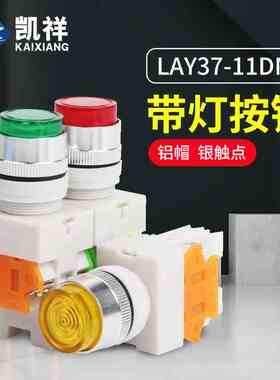 带灯按钮开关LAY37-11DN(PBCY090)自复位自锁启动停止电源24V220V