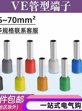 VE2508/E4009/E6012/E4012针形管型欧式预绝缘冷压接线端子铜鼻子