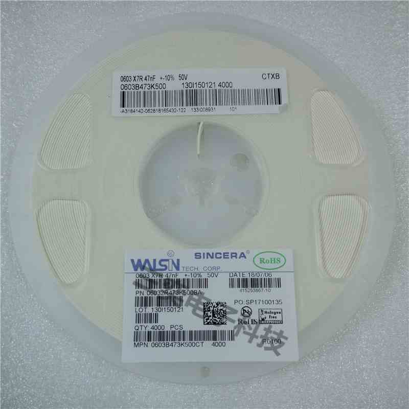 0603贴片电容47NF 473M 473K 50V 06032R473K500BA 精度±10% 20%