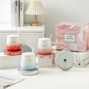 恒温杯礼盒55度陶瓷杯套装牛奶杯保温加热杯可印logo暖暖杯家用水