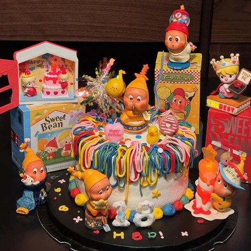 网红可爱苹果蜡烛星星人蛋糕装饰摆件小孩儿童生日派对甜品台插件