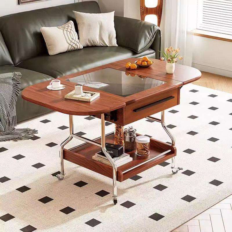 可移动茶几客厅家用小户型现代简约小桌子带轮沙发边几折叠茶几桌