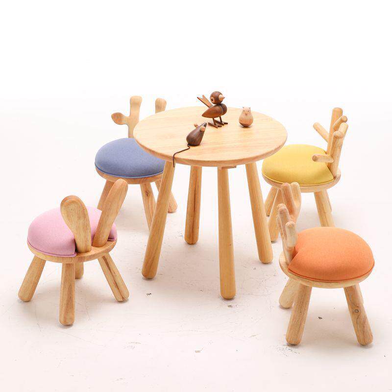 家用实木宝宝椅小鹿凳子儿童椅靠背可爱幼儿园课桌椅子动物小板凳