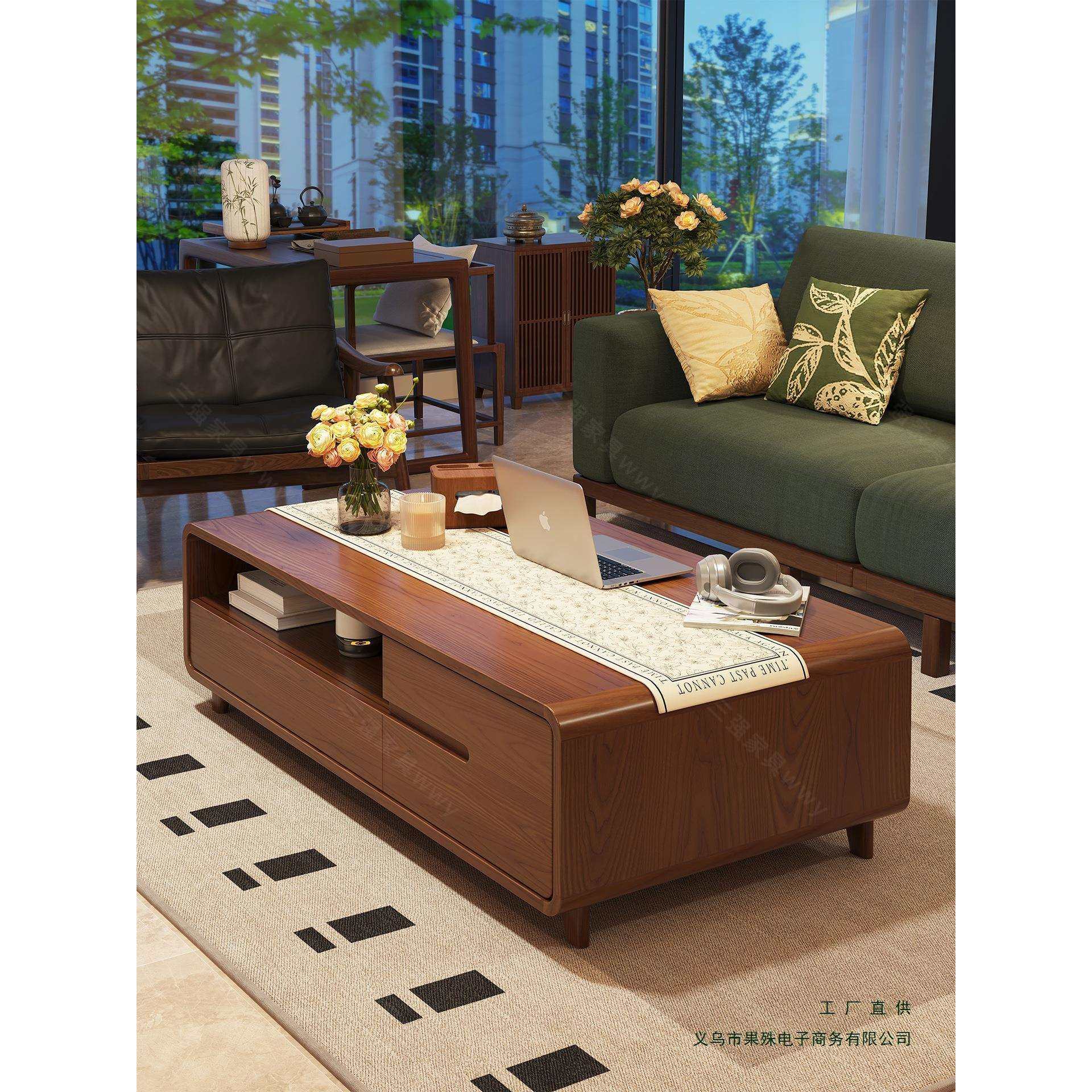 实木茶几客厅家用小户型中古风茶桌2025新款中式极简收纳矩形茶桌,纺织面料/辅料/配套,纺织机械配件,淘宝优惠券,粉丝福利购,淘宝优惠卷