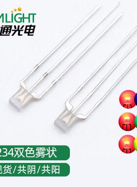 方形234/2*3*4mm雾状红蓝红绿红翠绿双色led指示灯珠共阴共阳直插