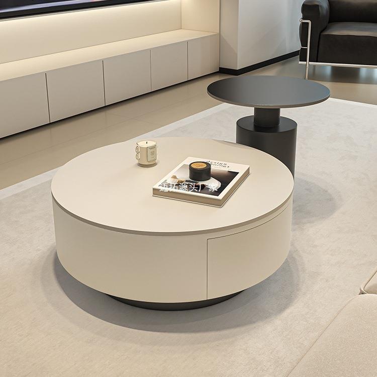 极简岩板圆形茶几客厅家用轻奢现代简约小户型设计师圆茶几感