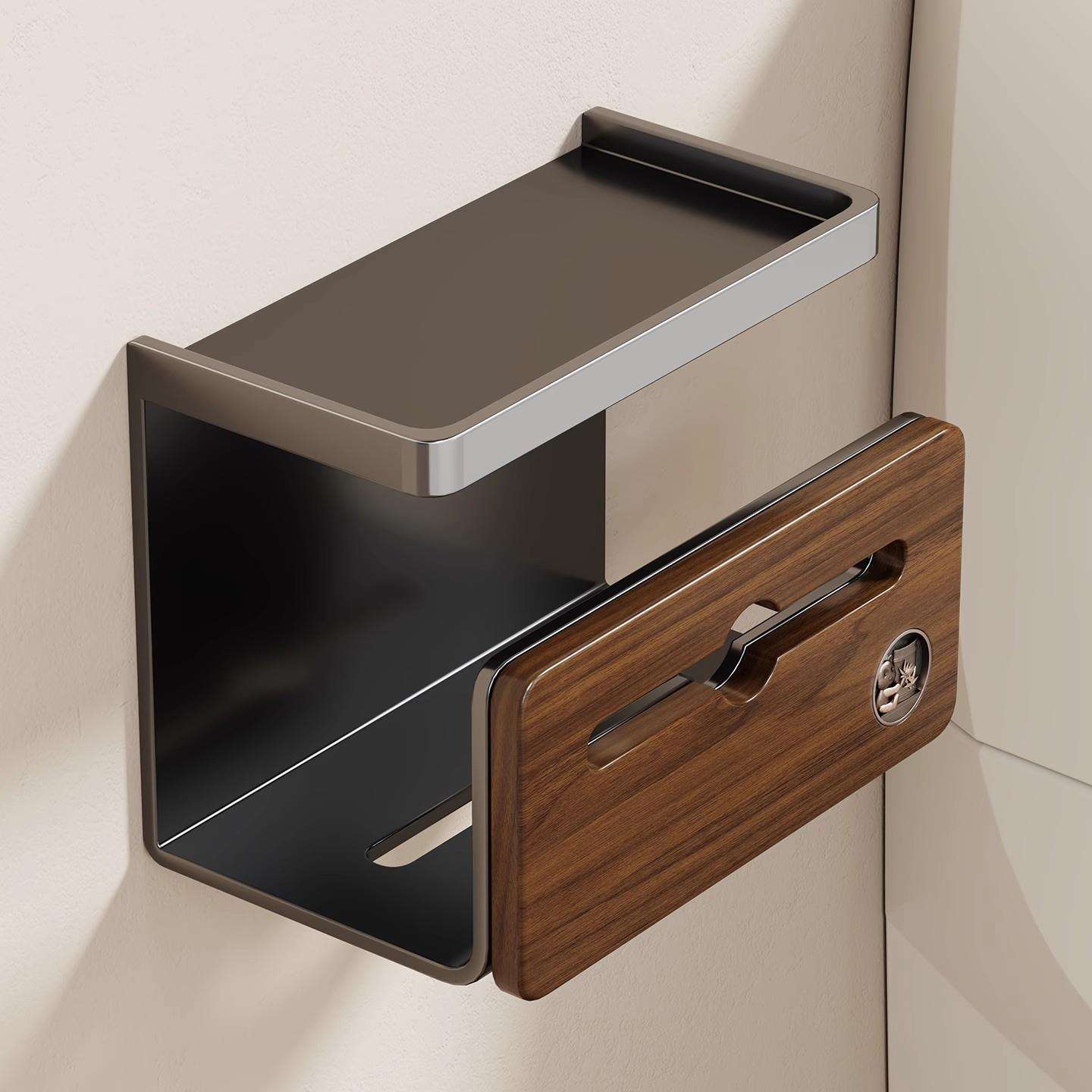 实木卫生间厕纸盒纸巾盒厕所置物架抽纸盒壁挂卷纸筒收纳厨房浴室