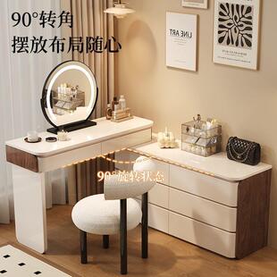 实木卧室意式轻奢梳妆台化妆台轻奢柜体高级化妆桌一体收纳柜镜子