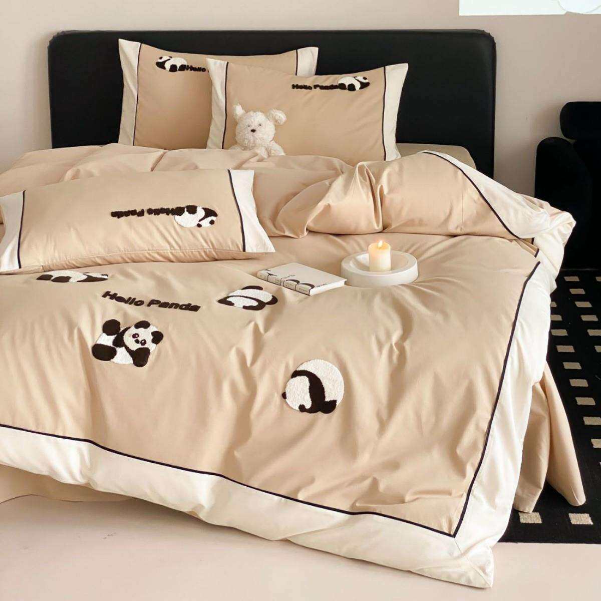 100s澳棉磨毛毛巾绣四件套纯棉柔软被套保暖床上用品