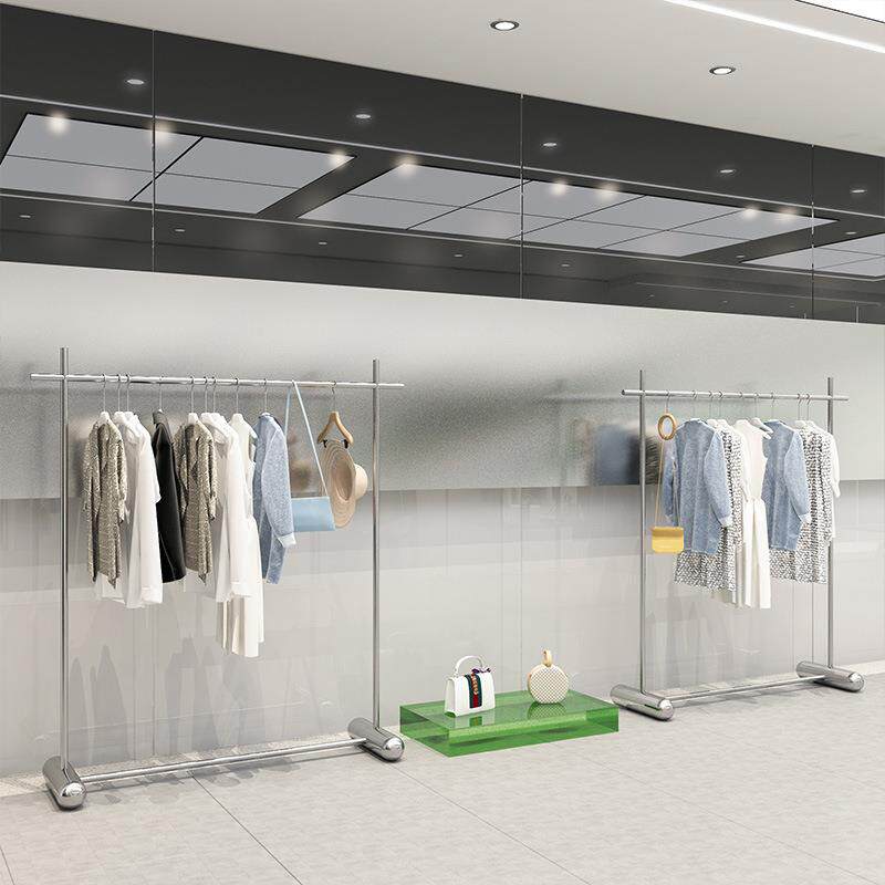 服装店展示架加粗不锈钢落地挂衣架男女装店中岛架童装店陈列货架