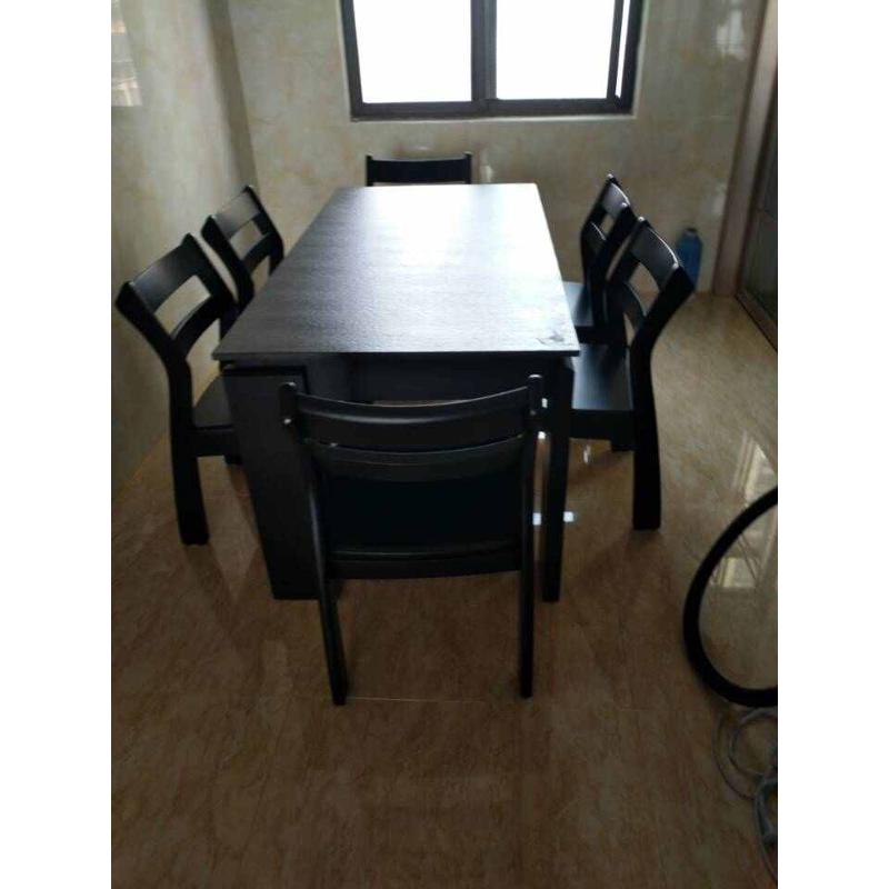 水曲柳餐桌全后现代米卡座4餐桌石1饭桌火烧椅小户黑色椅咖啡实木