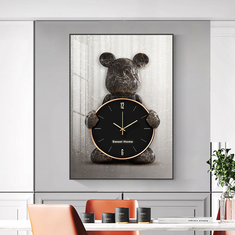 kaws暴力熊电表箱装饰画竖款时钟表挂钟餐厅配电箱电闸遮挡盒挂画