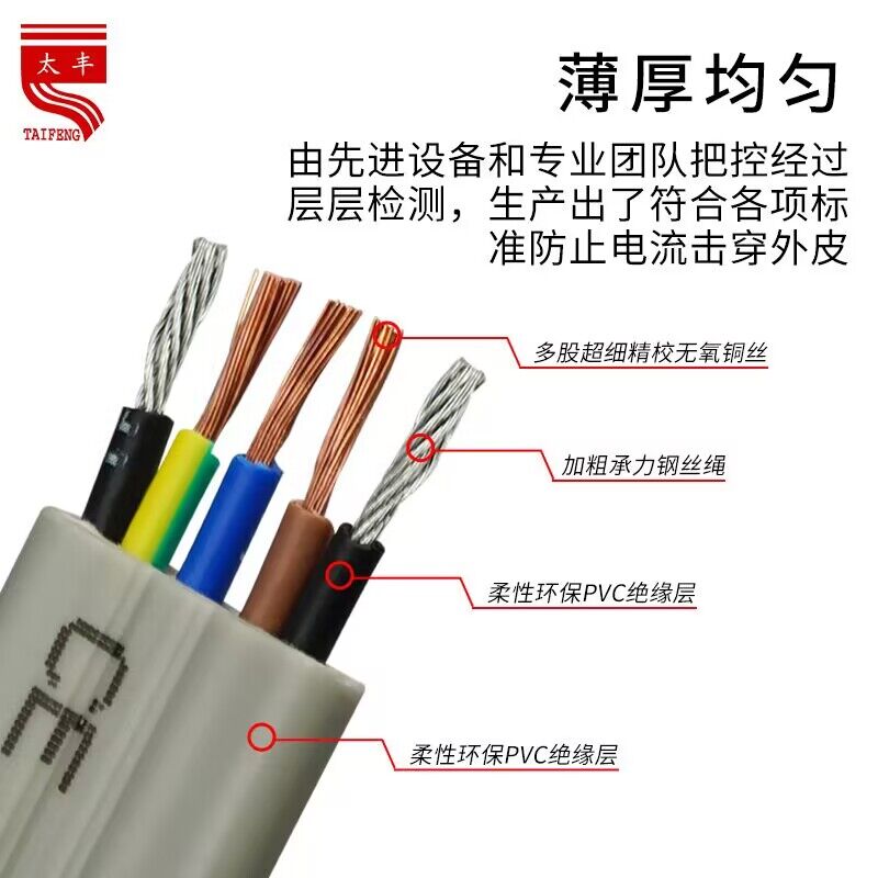 扁平带钢丝电缆TVVBG 电梯随行线缆电动伸缩门电镀车间电线 多芯