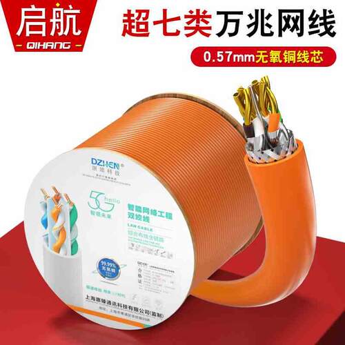 顶臻超七类双屏蔽国标纯铜网线cat7A万兆家用工程网线DZ-2057WP