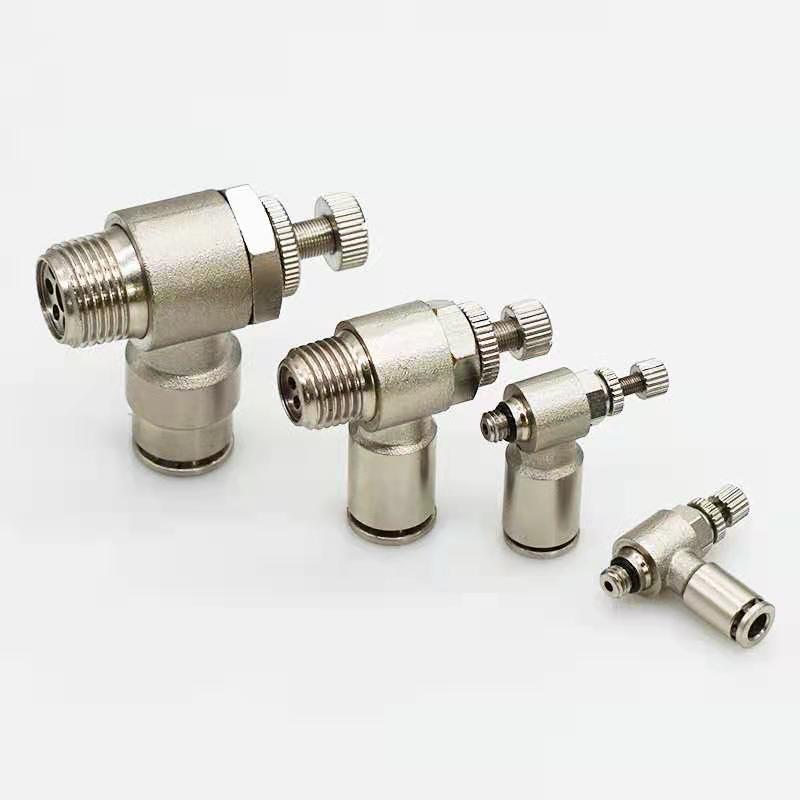 气动全铜镀镍气管接头调速气缸节流阀SL6-01/8-02/10-03/10-04