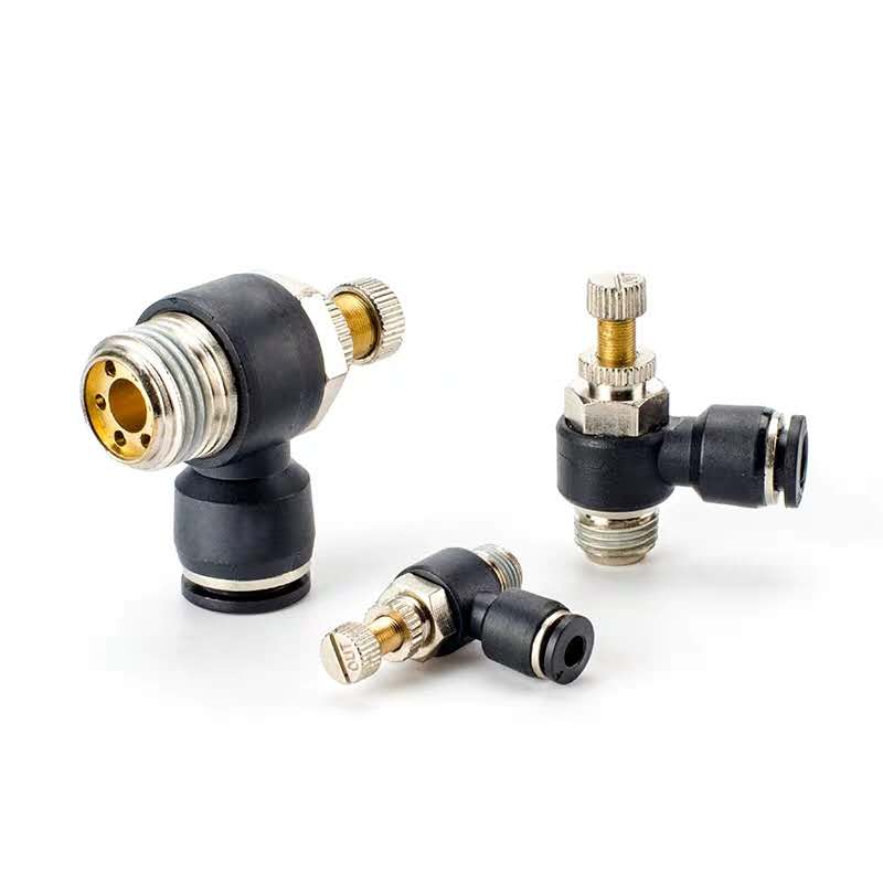 气动气管接头气缸调速阀SL8-02调节阀黑色可调 节流阀SL4-M5 6-01