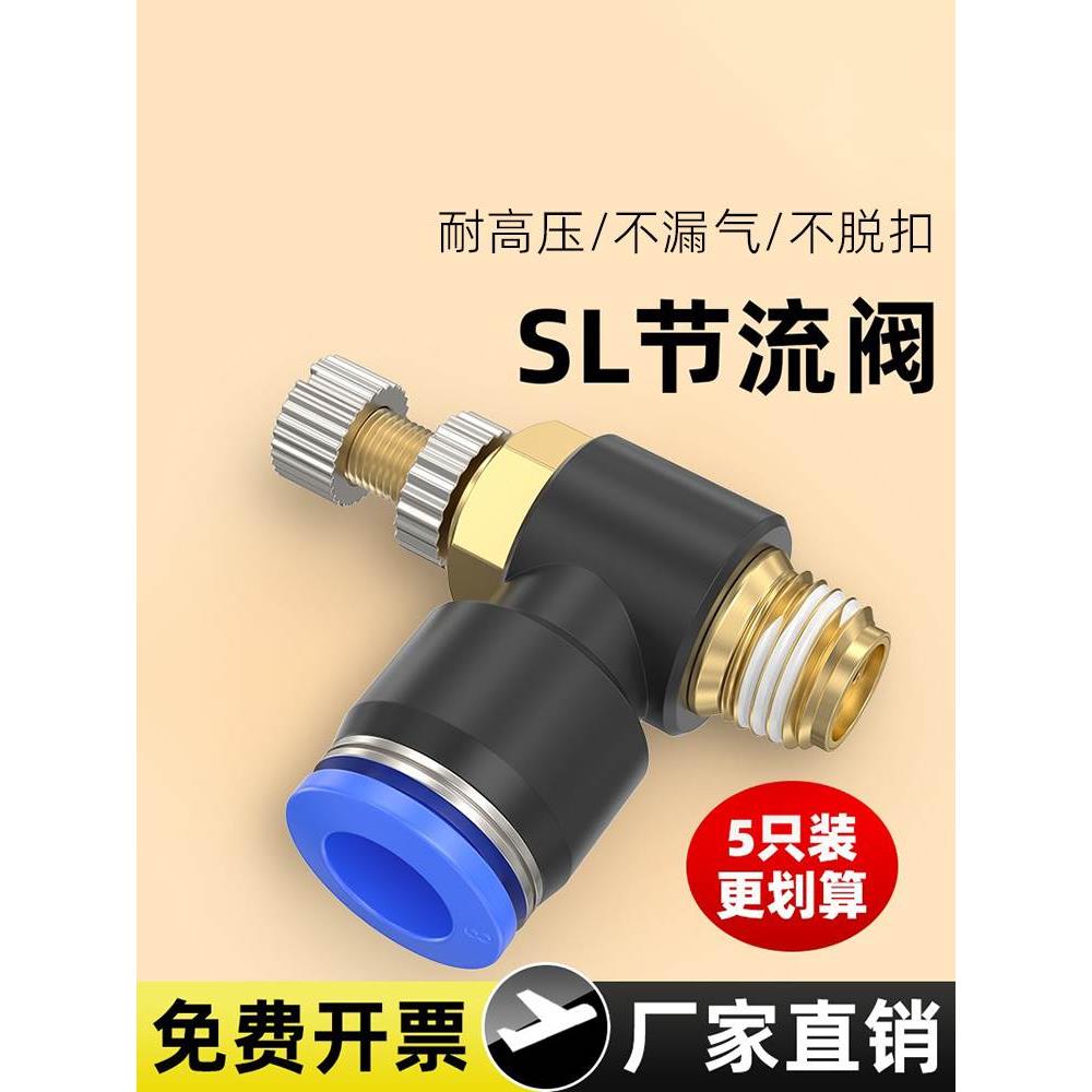 8mm气管快速接头SL4-M5气动节流阀气缸调速阀SL6-01调节阀SL8-03
