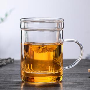爆款新款玻璃杯耐热加厚水分离玻璃茶杯隔热透明办公泡茶杯礼品