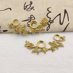 爆款铸铜21*60MM多孔祥云吊饰古风头饰发簪璎珞材料配件