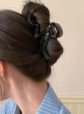 黑色简约巨能抓大号发卡女韩国高品质后脑勺盘发发卡发量多鲨鱼夹