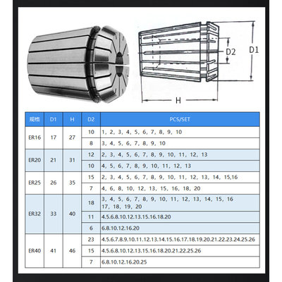 高精度弹性ER16筒夹 铣床雕刻机夹头ER16夹头2-10mm 65锰钢材质