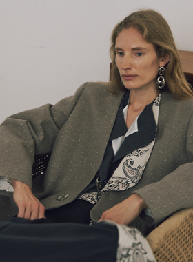 SELAH 25AW银砾佩斯利风可拆卸飘片廓形西装21V25422Z10